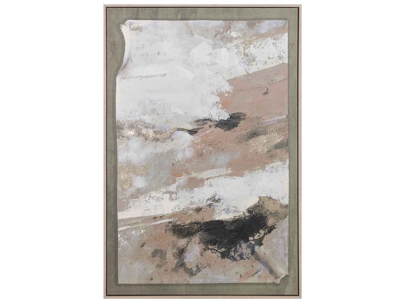  Tableau peint à la main avec cadre en bois vert foncé 83x4x123h cm  - Conforama B