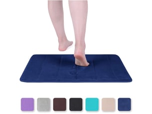 Tapis de bain en mousse à mémoire de forme tapis de bain absorbant antidérapant tapis de bain lavable - 40 x 60 cm, bleu marine