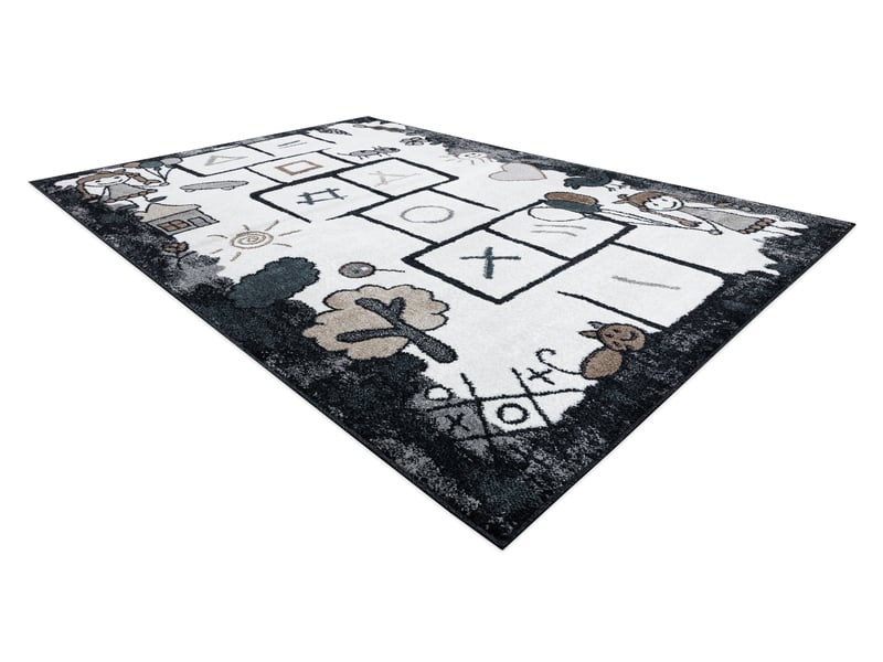  Tapis fun hop pour enfants, la marelle, animaux noir 80x150 cm  - Conforama C