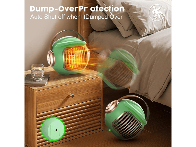 Chauffage portable avec protection contre la surchauffe et le basculement, chauffage rapide et silencieux en hiver, chambre à coucher, vert - Conforama D