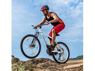 Vtt mixte 28 pouces – blanc – acier, 21 vitesses shimano tourney, freins à disque et fourche suspendue