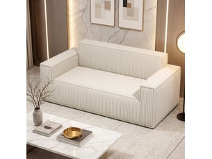 Canapé droit compressé fixe <strong>MODFU</strong> <strong></strong> 2 places Velours côtelé blanc cassé