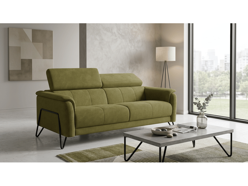  Canapé 3 places roden, tissu velours olive RODEN - Conforama B