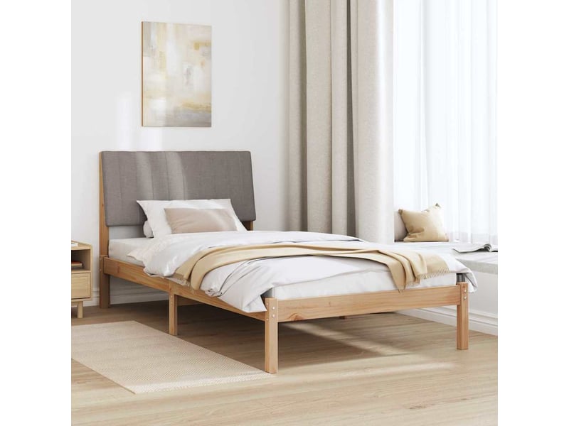  Lit simple- lit adulte -  cadre de lit avec tête de lit marron 100 x 200 cm pin massif  - Conforama C