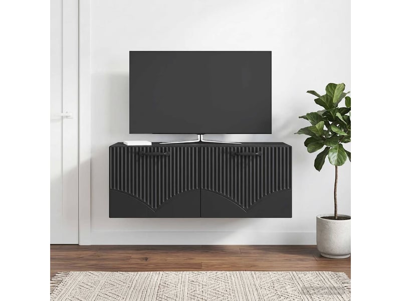 Meuble tv - banc tv - meuble de rangement mural noir 78,5 x 31 x 30 cm bois d'ingénierie - Conforama D