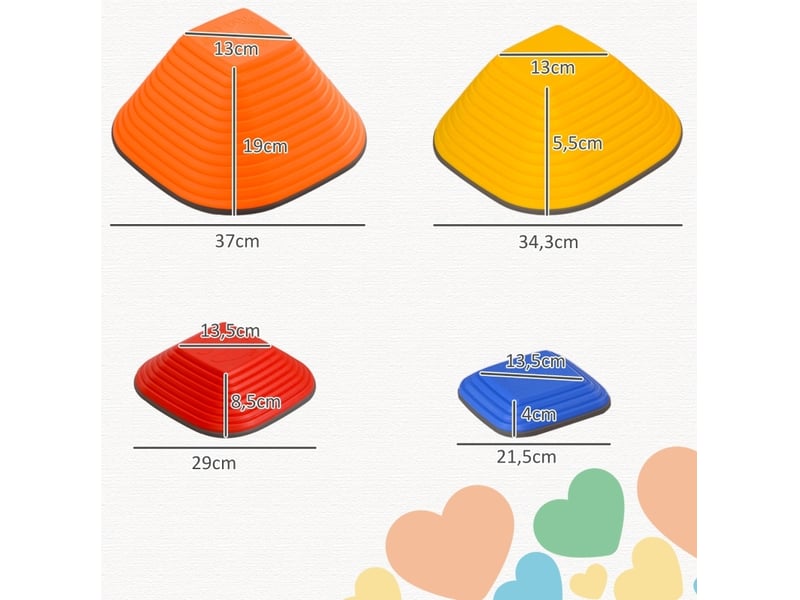  Pierres d'équilibre enfant 11 pièces 21,5 à 37 cm – multicolore – empilables antidérapantes, 3-8 ans  - Conforama C