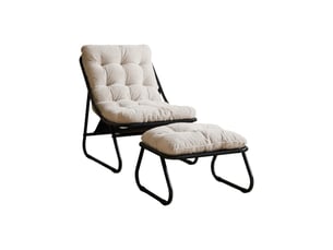 Fauteuil de jardin avec repose-pieds,65x78x86 cm,avec coussin,acier,noir et blanc