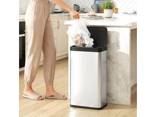 Poubelle automatique 45 l en acier inoxydable argenté avec capteur, fermeture silencieuse pour votre cuisine