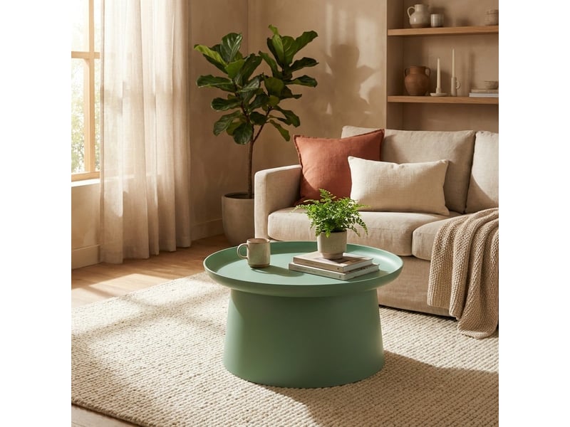  Table basse ronde 70 cm en polypropylène cres - vert foncé  - Conforama B