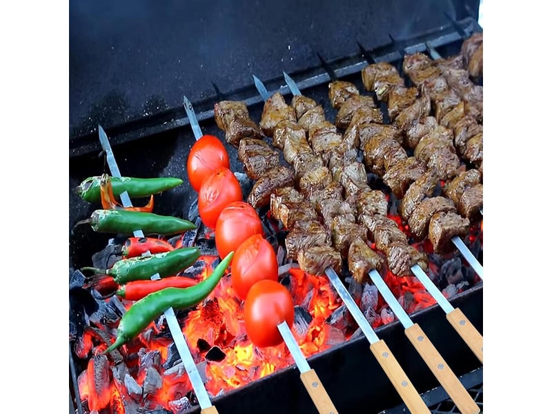  Lot de 8 brochettes pour barbecue en inox – longueur 50 cm  - Conforama D