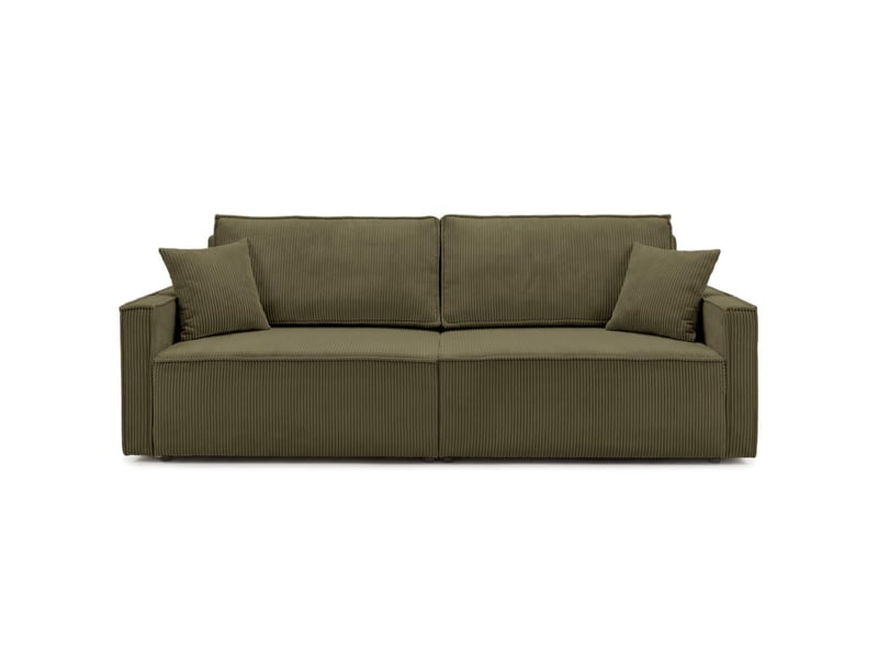  Farah - canapé droit 3 places convertible accoudoirs slim en velours cotelé  - Conforama E