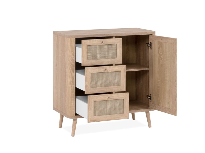 Buffet 1 porte MALAYA coloris bois clair - Conforama L