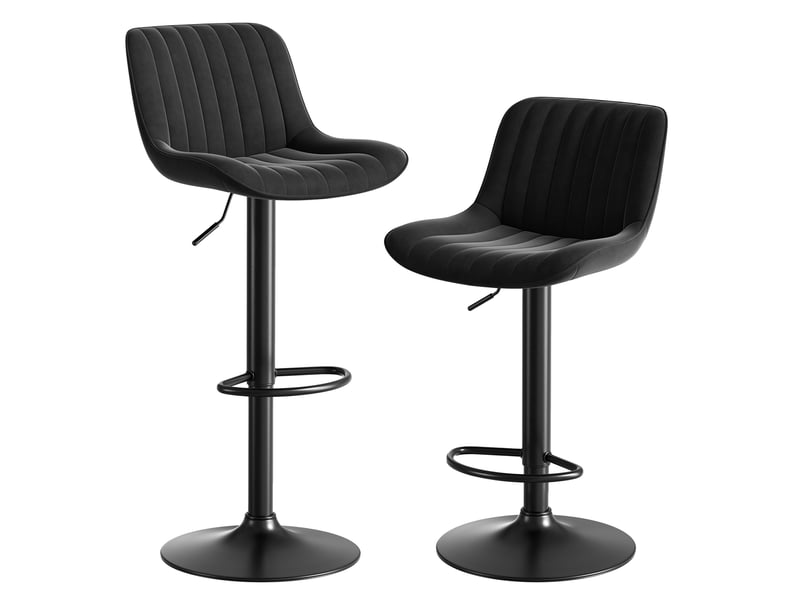  Chaise de bar en velours - lot de 2 pièces - pivotante 360° - hauteur réglable 87-109 cm - dossier ergonomique incurvé 47x46x86cm - Conforama A