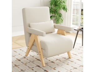 Fauteuil convertible multifonction avec couchage individuel et coussin inclus, 64x60x87 cm, beige