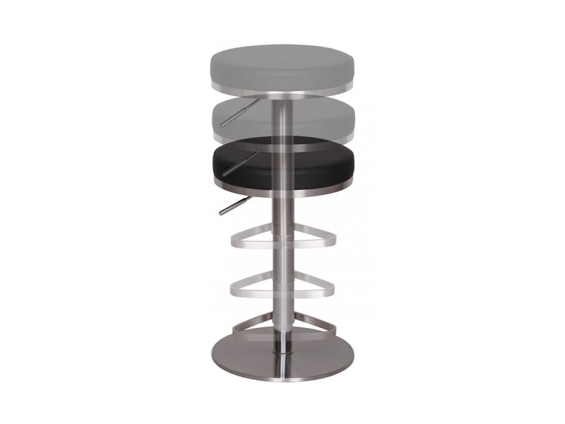  Tabouret de bar rond réglable en hauteur 38x38x5782 cm en pu noir  - Conforama E
