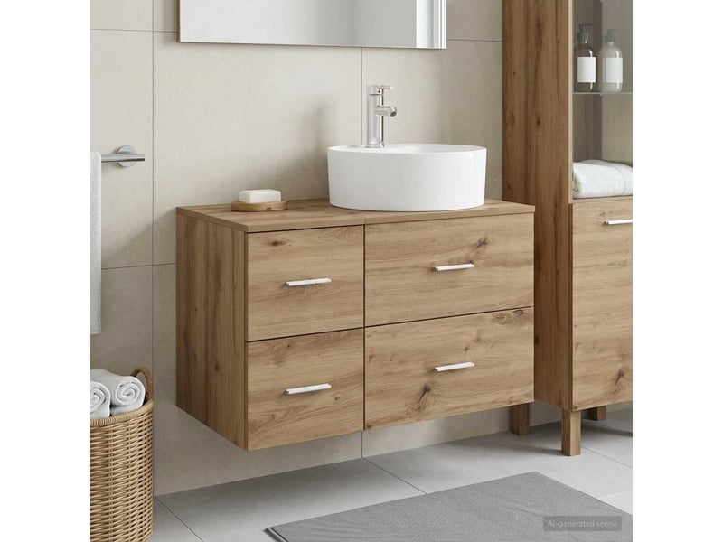 Ensemble de mobilier de salle de bain 2 pc chêne artisanal cf64057 - Conforama B