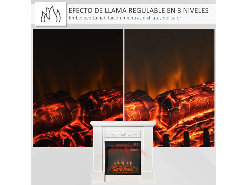  Cheminée électrique 1800 w encastrable dans un meuble en bois, blanche  - Conforama R