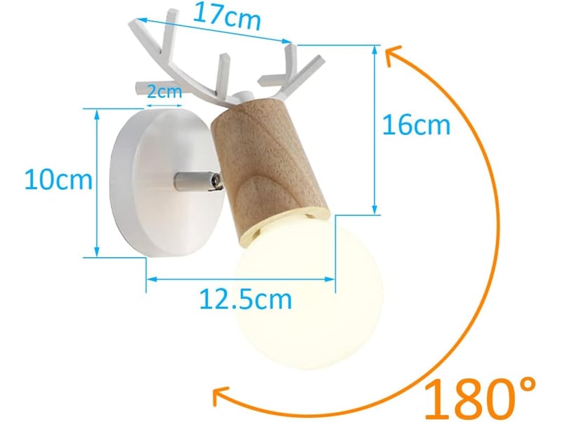  Lot de 2 applique murale moderne créative design cerf antler blanc bois et métal 7914674603 - Conforama D