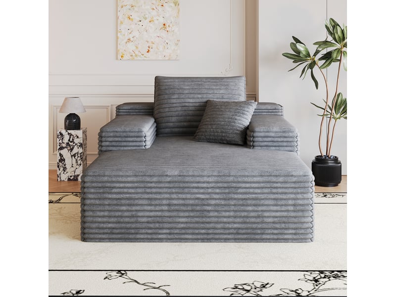  Chauffeuse modenvie en velours côtelé gris foncé 115 x 159 cm  - Conforama D