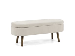 Banc de rangement 110 x 40 x 42 cm beige en chenille, coffre 20 l avec couvercle hydraulique pour entrée