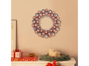 Couronnes de boules de noël 2 pcs rose doré 33 x 33 x 7 cm