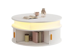Table basse rond(e) coloris blanc <strong>MAISENTIEL</strong> <strong></strong> - 75 cmx75 cm