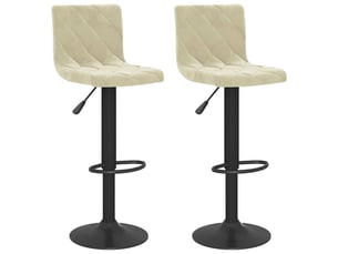 Lot de 2 tabouret de bar, chaise de bar crème velours shl15265