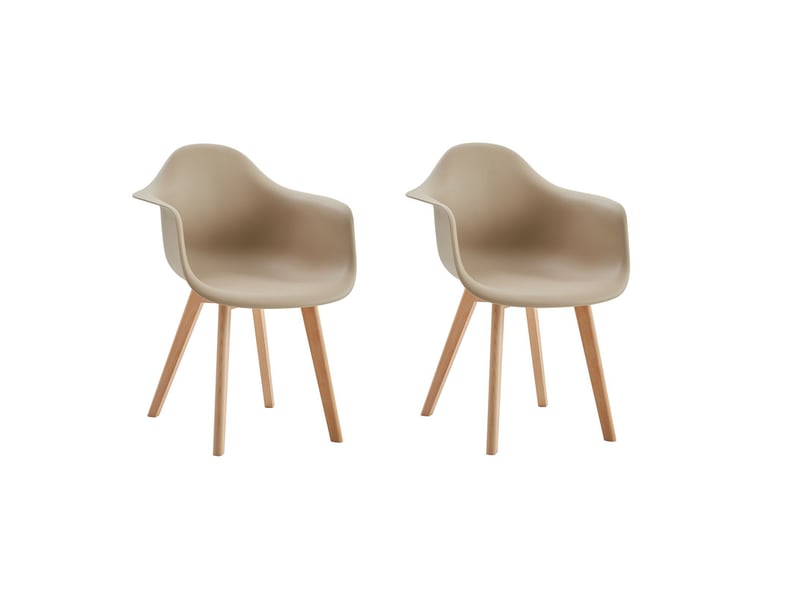  Lot de 2 chaises de salle à manger - pieds en bois - chaises de salle à manger scandinaves - beige  - Conforama A