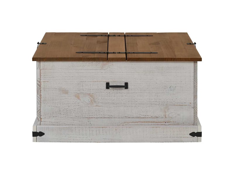  Coffre de rangement, boîte de rangement halden blanc 91x91x47 cm bois massif pin  - Conforama D