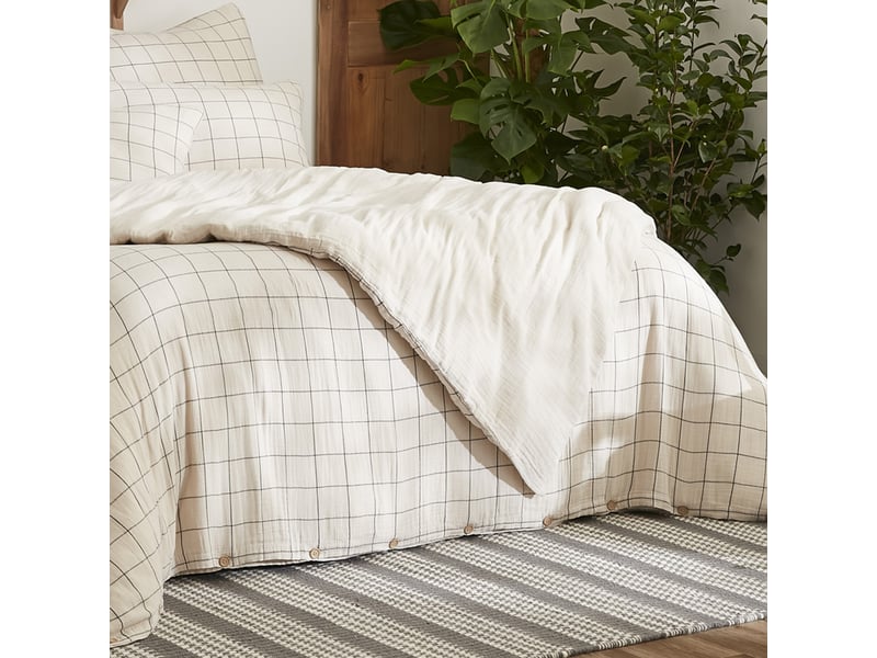  Housse de couette reversible 140x200 cm gaze de coton terra harmonie naturel PD25032 - Conforama C