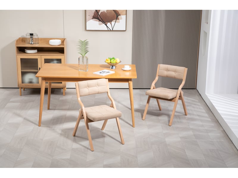  Chaises de salle à manger lot de 2 pliantes avec dossier rembourré  - assise large en bois, kaki  - Conforama E