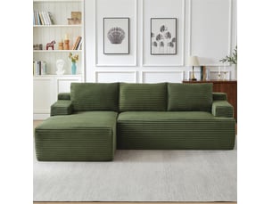 Canapé d’angle cloud en l modulable sans montage, beige, 4 places, assise profonde