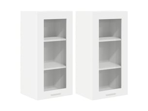 Meuble de rangement cuisine, armoire suspendue 2 pcs blanc bois d'ingénierie shl618