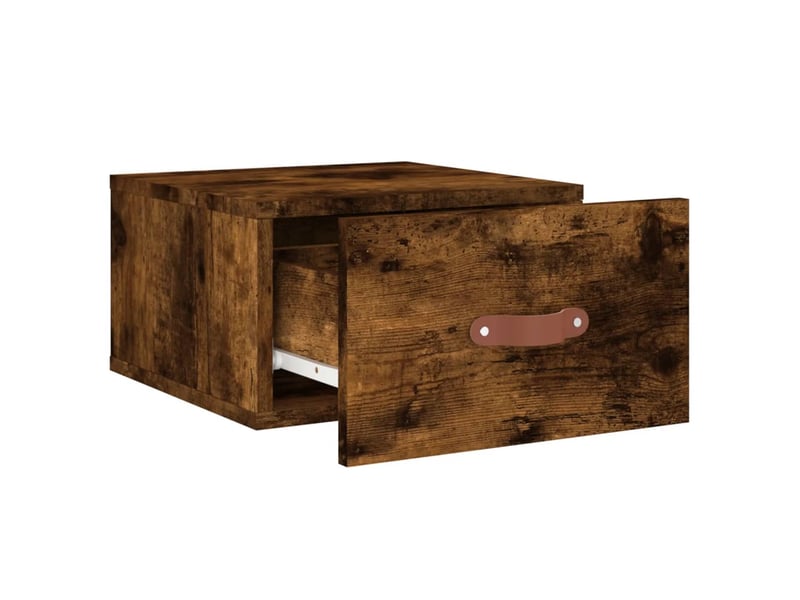  Table de chevet chanmbre, table d'appoint murale chêne fumé 35x35x20 cm shl9950  - Conforama D
