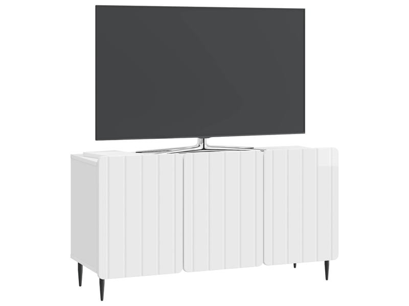  Meuble tv - banc tv - meuble de rangement 99 x 34,5 x 52 cm blanc brillant bois d'ingénierie  - Conforama C