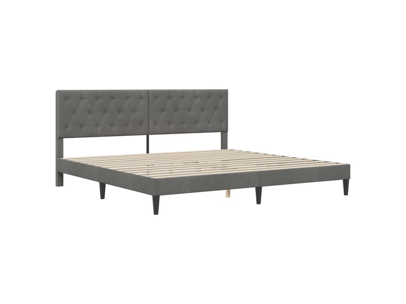  Lit double- lit adulte -  cadre de lit avec tête de lit gris foncé 200 x 200 cm velours  - Conforama B
