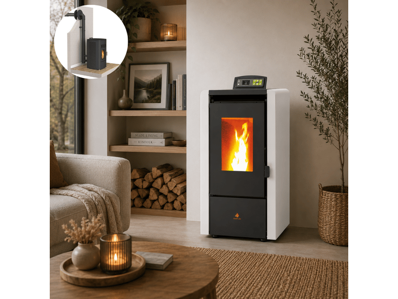  Poêle à granulés étanche emma 6 kw + kit conduit ventouse - blanc  - Conforama E