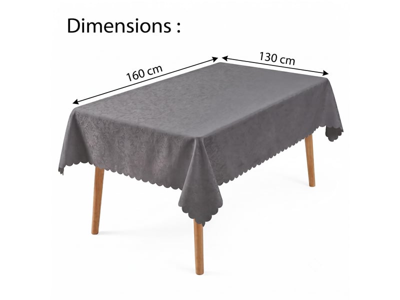 Nappe de table - 130x160 cm - nappe imperméable effet lotus et anti-taches - gris foncé - Conforama E
