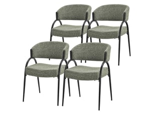 Ml-design lot de 4 chaises de salle à manger rembourrées en tissu bouclé, avec accoudoirs et dossier incurvée, cadre en acier, rembourrage confortable, pour salon cuisine bureau, 120 kg, vert