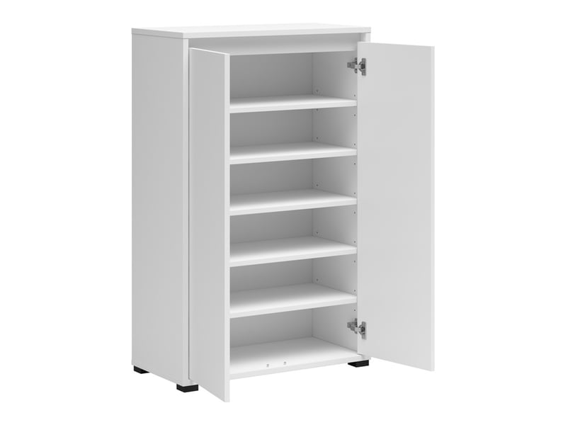  Armoire à chaussures 2 portes avec étagères coloris blanc - longueur 70 x profondeur 34 x hauteur 108,3 cm  - Conforama C