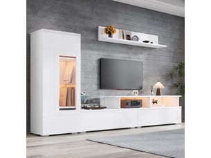 Meuble tv coloris blanc 170 cm <strong>KORFEE</strong>  <strong></strong>