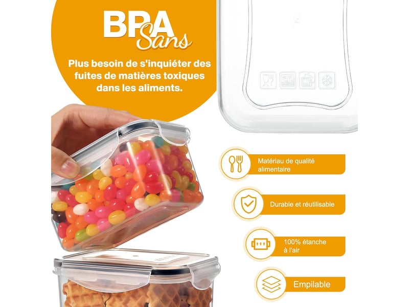  Boîtes alimentaires hermétiques yashe lot de 16, transparent  - Conforama B
