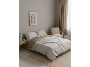 Housse de couette king size beige 240 x 220 cm + 2 taies 60 x 60 cm coton renforcé texturé