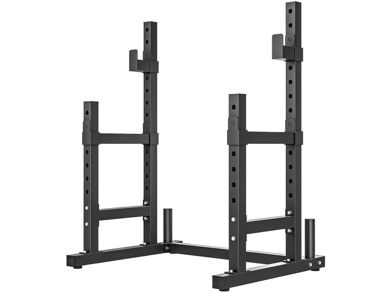 Support à disques de musculation à 2 niveaux, en acier, supportant jusqu'à 500 kg de barres d'haltères, noir - Conforama B