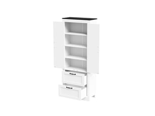 Colonne de cuisine 60×30×168 cm, armoire haute blanche style campagne avec étagères réglables, 2 portes et 2 tiroirs