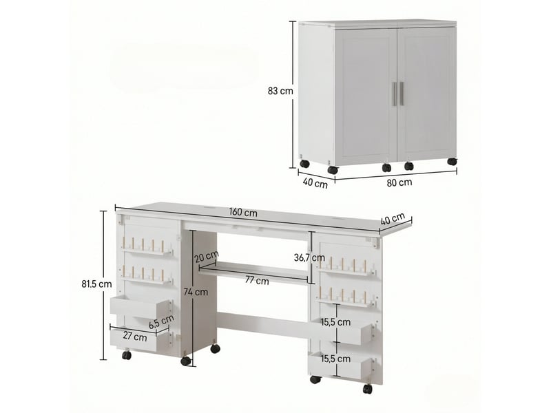  Meuble de rangement pliable sur roulettes, 2 portes magnétiques, 4 bacs  - Conforama C