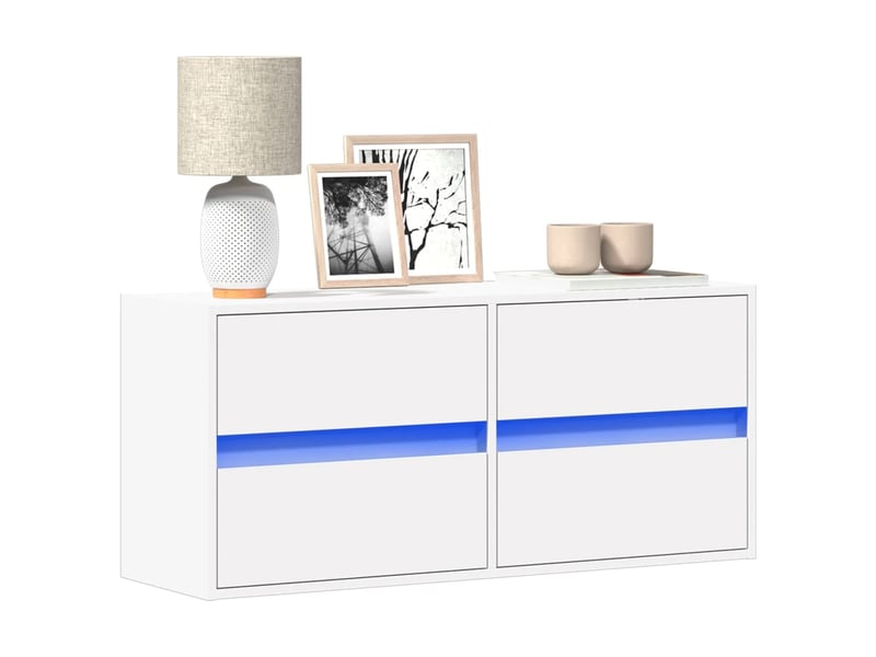  Meuble tv - banc tv - meuble de rangement mural avec lumières led blanc 100x31x45 cm  - Conforama B