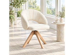 Lot de 2 chaises de salle à manger pivotantes en tissu blanc et bois