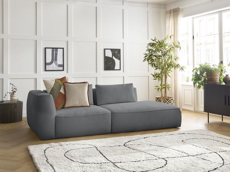  Bobochic canapé droit fixe 3 places leopold tissu texturé gris foncé  accoudoir gauche LEOPOLD - Conforama B