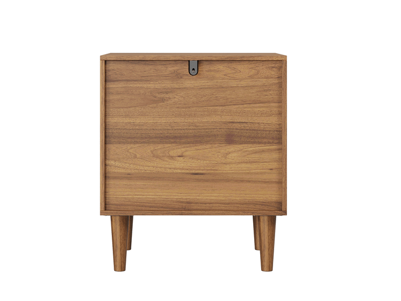  Table de chevet bohème 48 x 38 x 56 cm en mdf marron, 2 tiroirs et décor géométrique, pour chambre adulte  - Conforama A